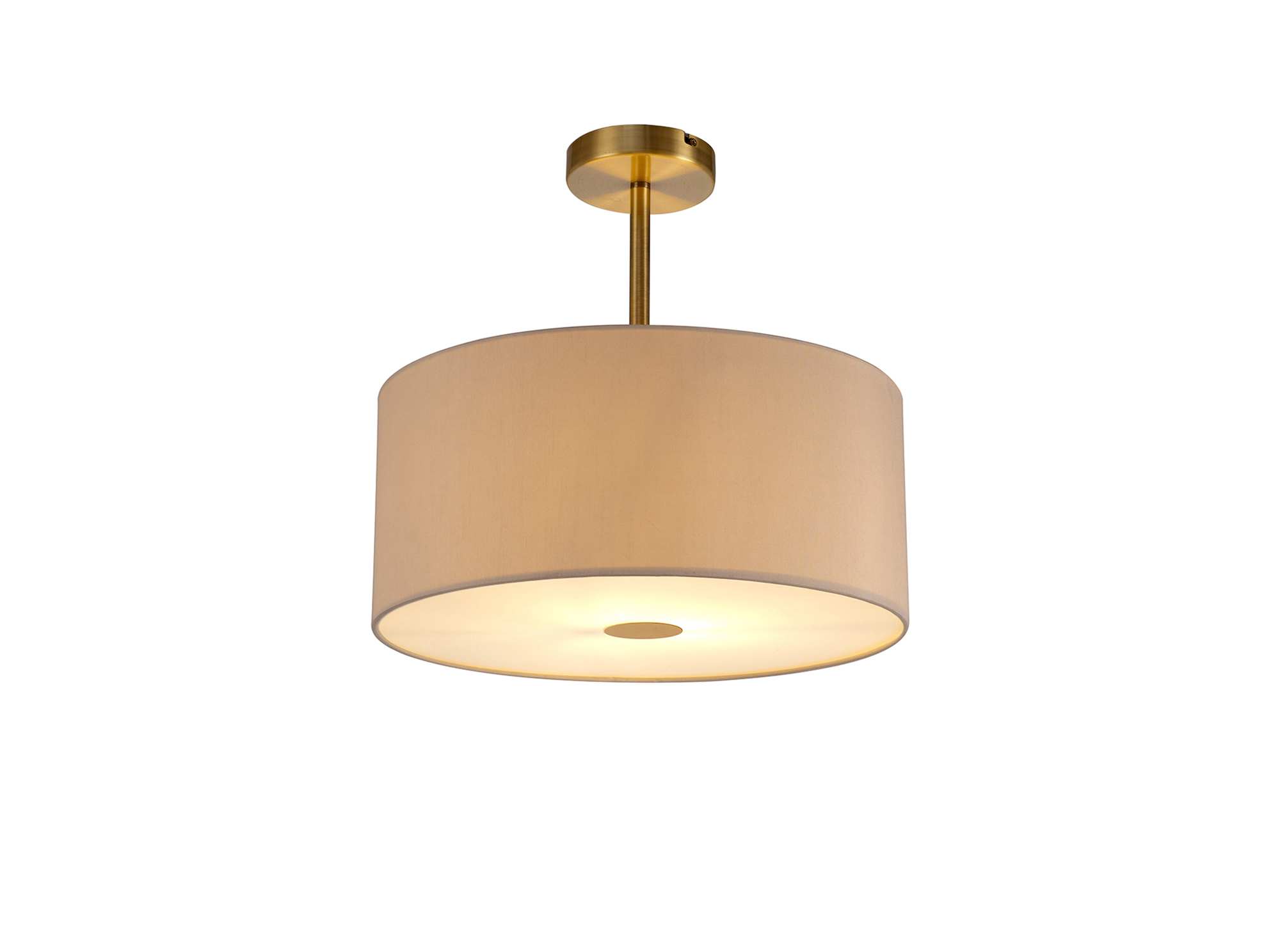 Baymont 40cm Semi Flush 1 Light Antique Brass, Nude Beige/Moonlight, Frosted Diffuser DK0176  Deco Baymont